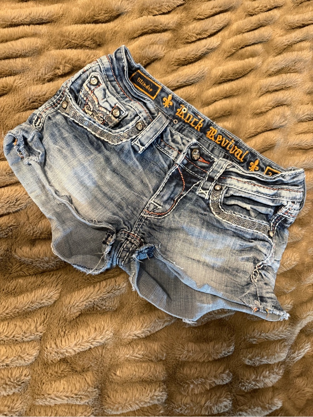 Rock Revival Light Blue Distressed Denim Cutoff Shorts